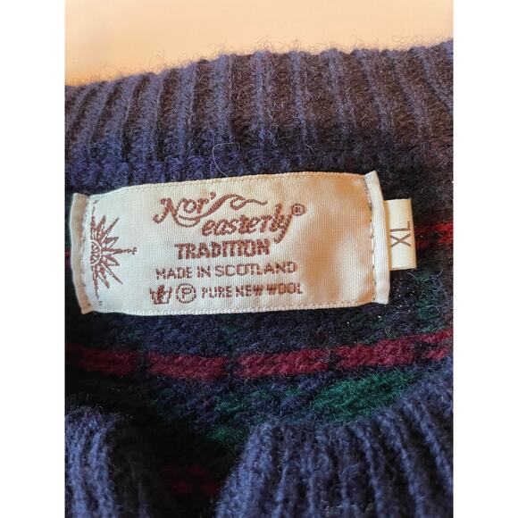 Vintage Nor’ easterly Tradition Scottish Wool Plaid Cardigan Sweater Sz XL - Picture 2 of 11